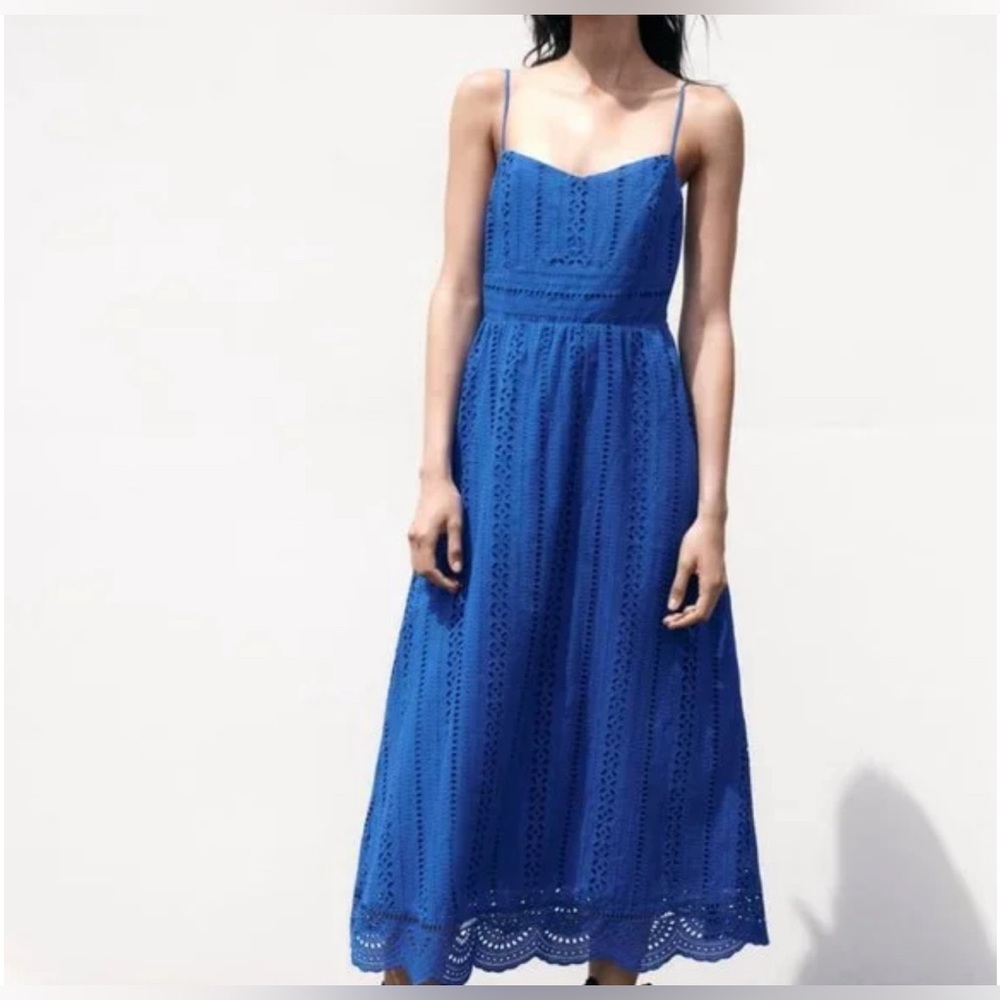Zara Maxi embroidered eyelet dress. Size XS